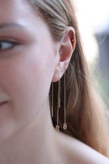 14k Gold Threader Initial Earring / Handmade Gold Personalized Earring