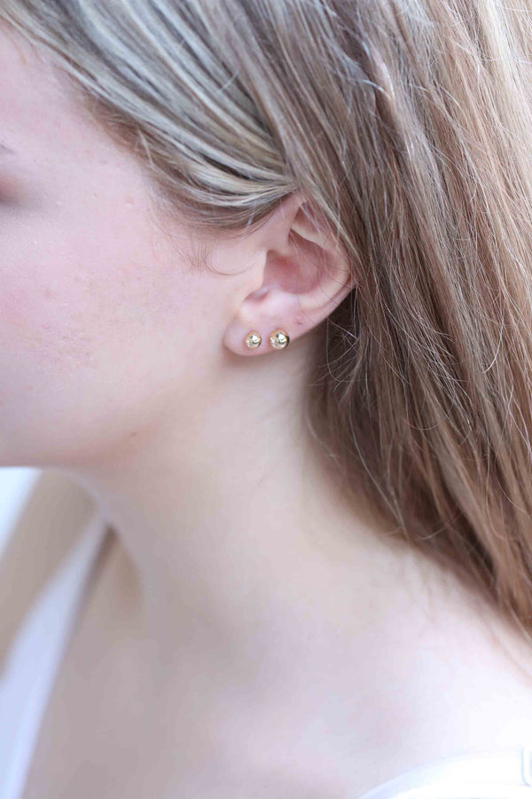 14k Gold Bead Earring / Handmade Gold Bead Earring