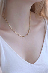 14k Gold Curb Chain / Handmade Curb Necklace