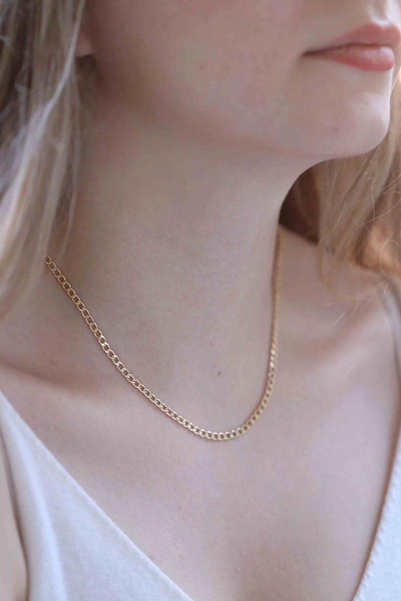14k Gold Curb Chain / Handmade Curb Necklace