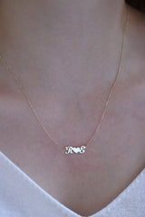 Gold Initials With Heart Necklace / Handmade Initials With Heart Necklace