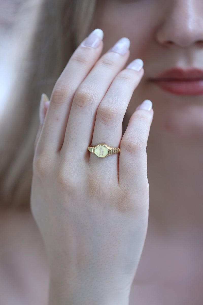 14k Gold Signet Ring / Handmade Signet Ring
