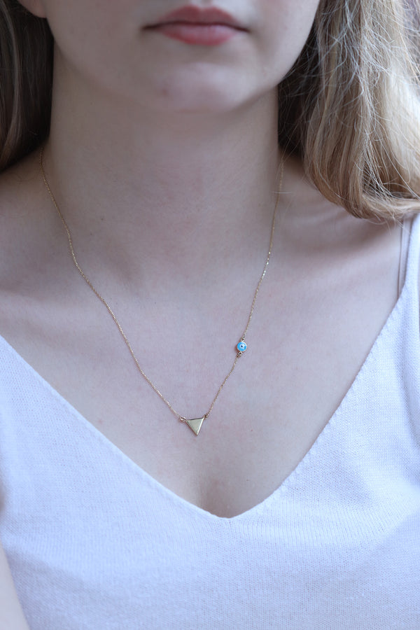 14k Gold Triangle Necklace / Handmade Triangle Necklace