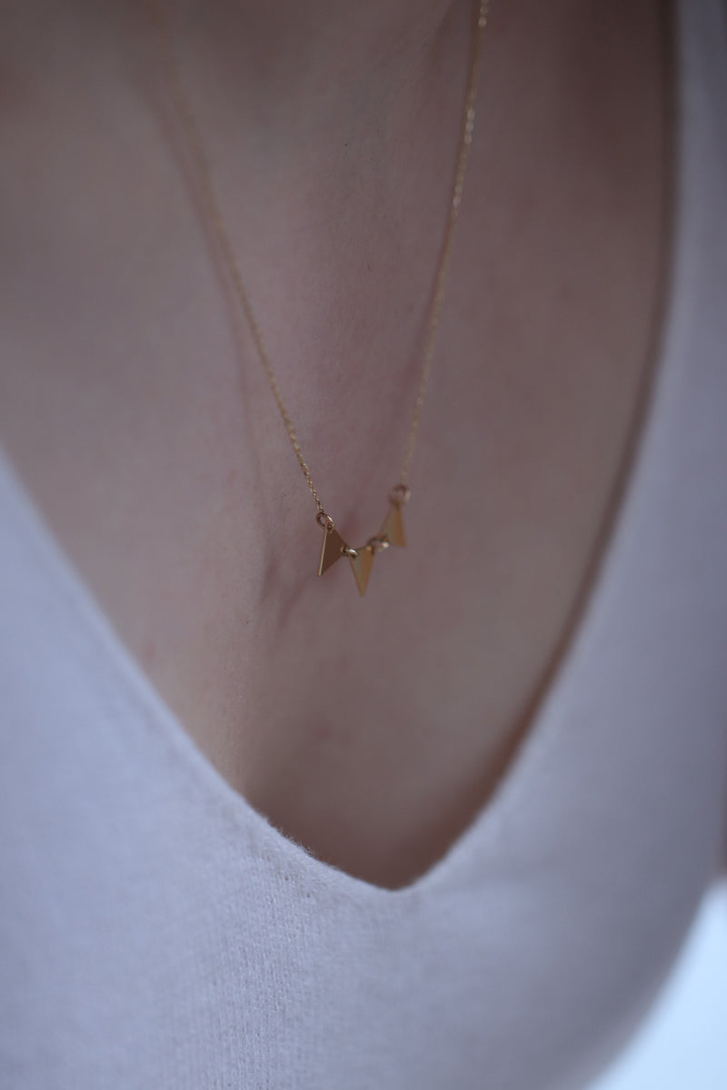 Handmade Gold Triangles Necklace / 14k Gold Triangles Necklace